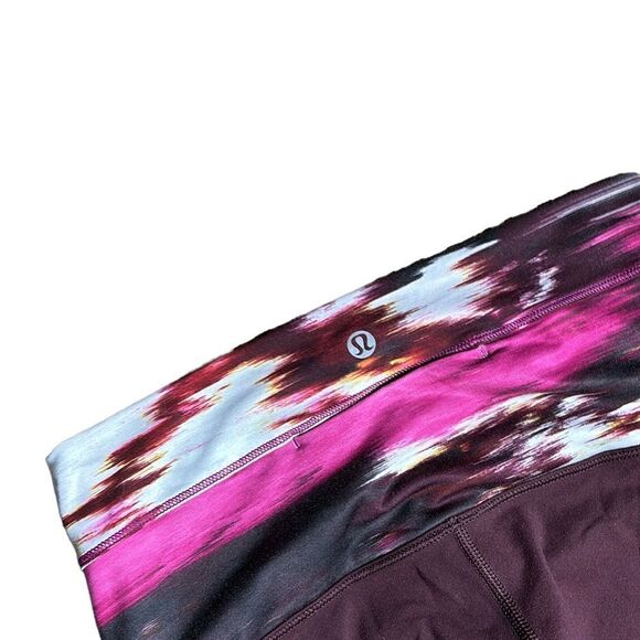 - Lululemon women’s maroon crop leggings multicolor waistband 6 - Picture 5 of 6